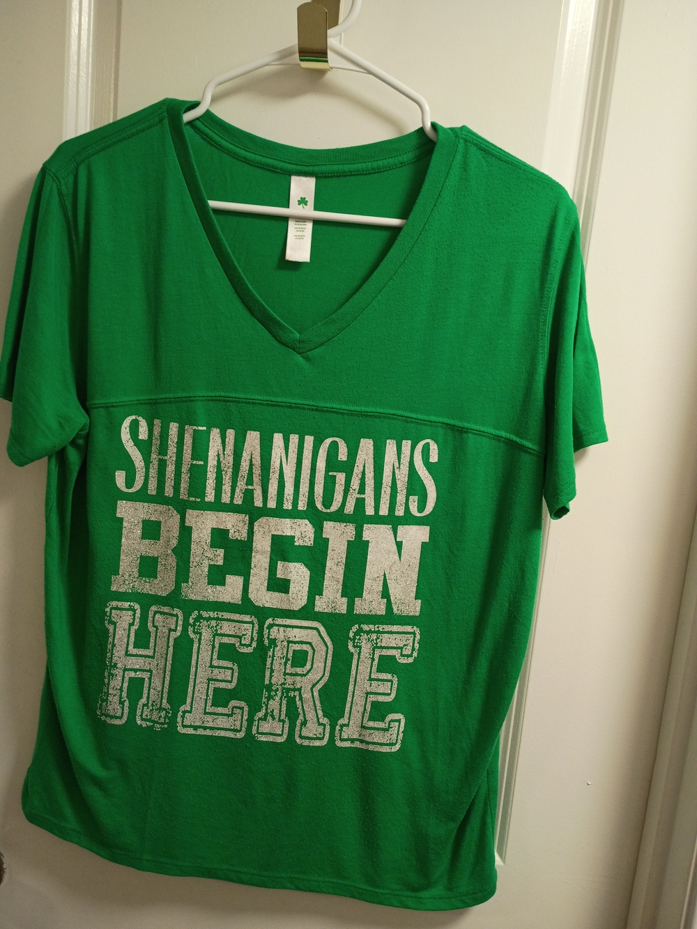 Women's Green Shenanigans Begin Here V-neck Shirt